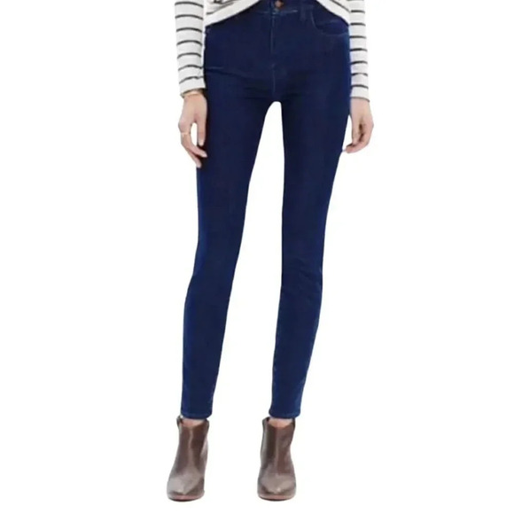 Madewell 9" Mid-Rise Skinny Jeans Size 2 Dark Wash Blue 28x31 Zip Fly - Picture 1 of 8